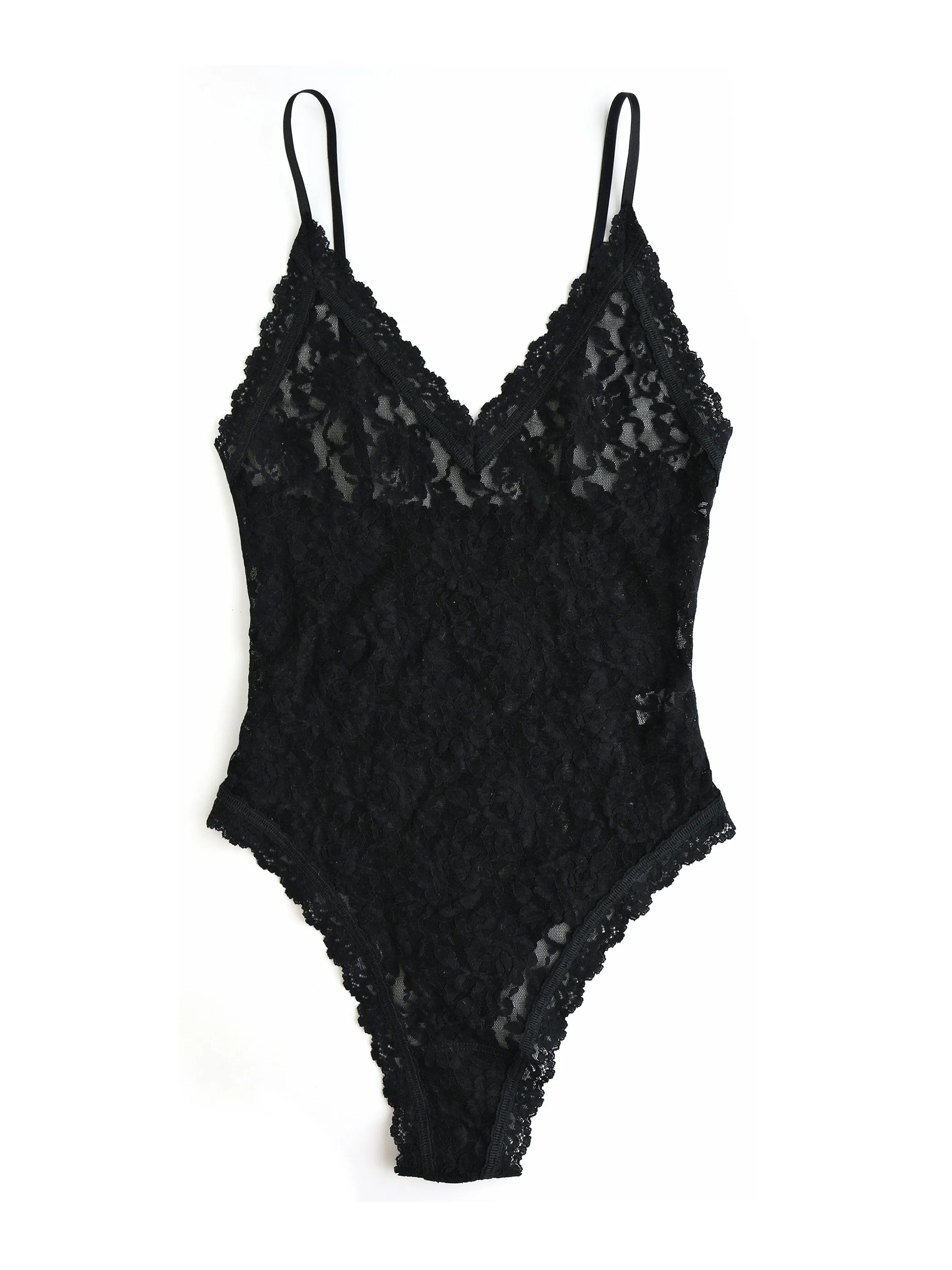 Signature Lace Thong Back Bodysuit Black