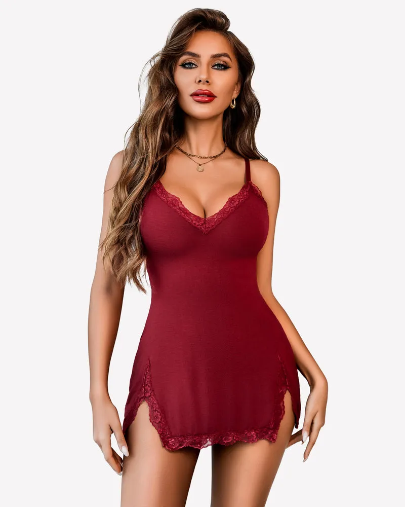Soft Cotton Lace Trim Sleep Dress