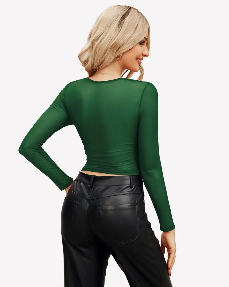 Square Neck Sheer Blouse with Lining