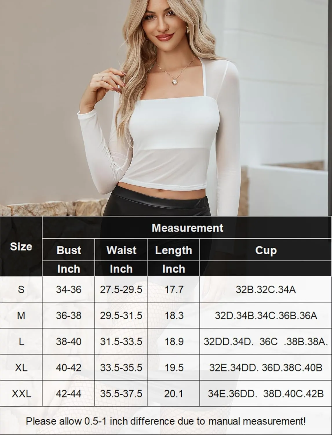 Square Neck Sheer Blouse with Lining
