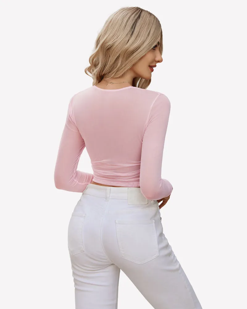 Square Neck Sheer Blouse with Lining