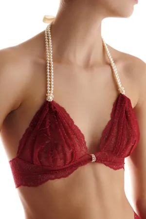 Sydney Daisy Pearl Bra in Red