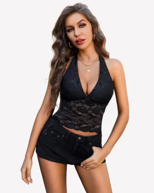 V Neck Halter Top Tank Tops