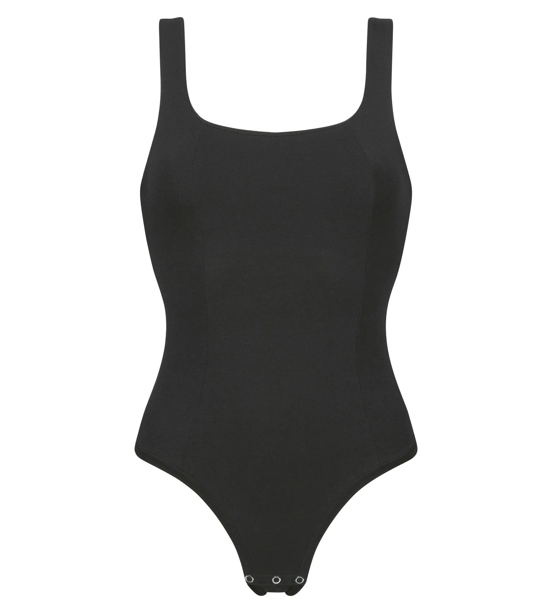 Women's Black modal cotton bodysuit with straps and square neckline Dim Icon