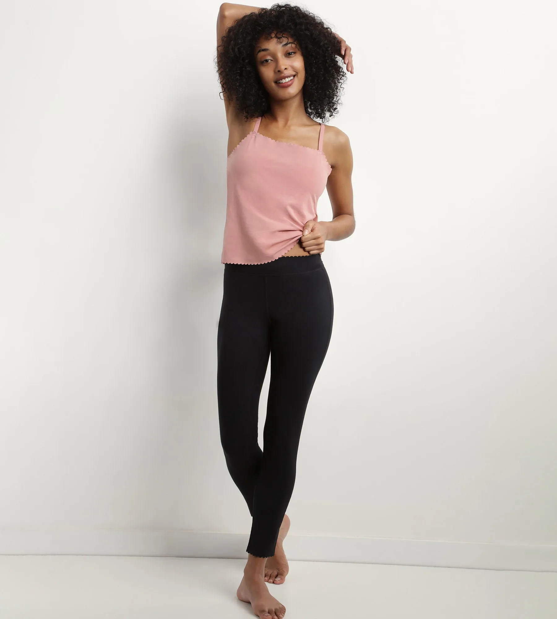 Women's black opaque stretch cotton leggings Body Touch Easy