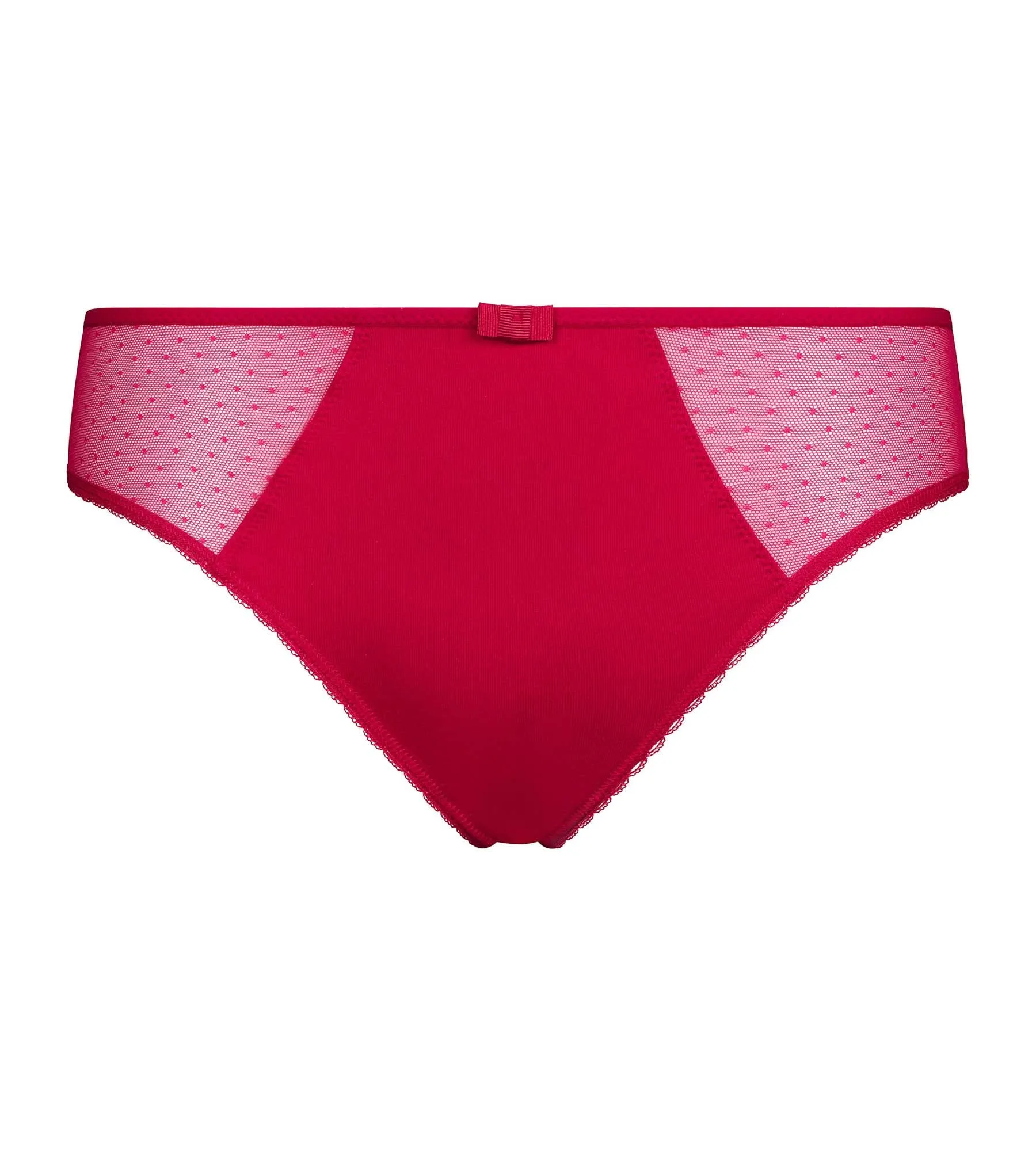 Women's organic cotton and tulle plumetis panties Rouge Cerise Generous Dim