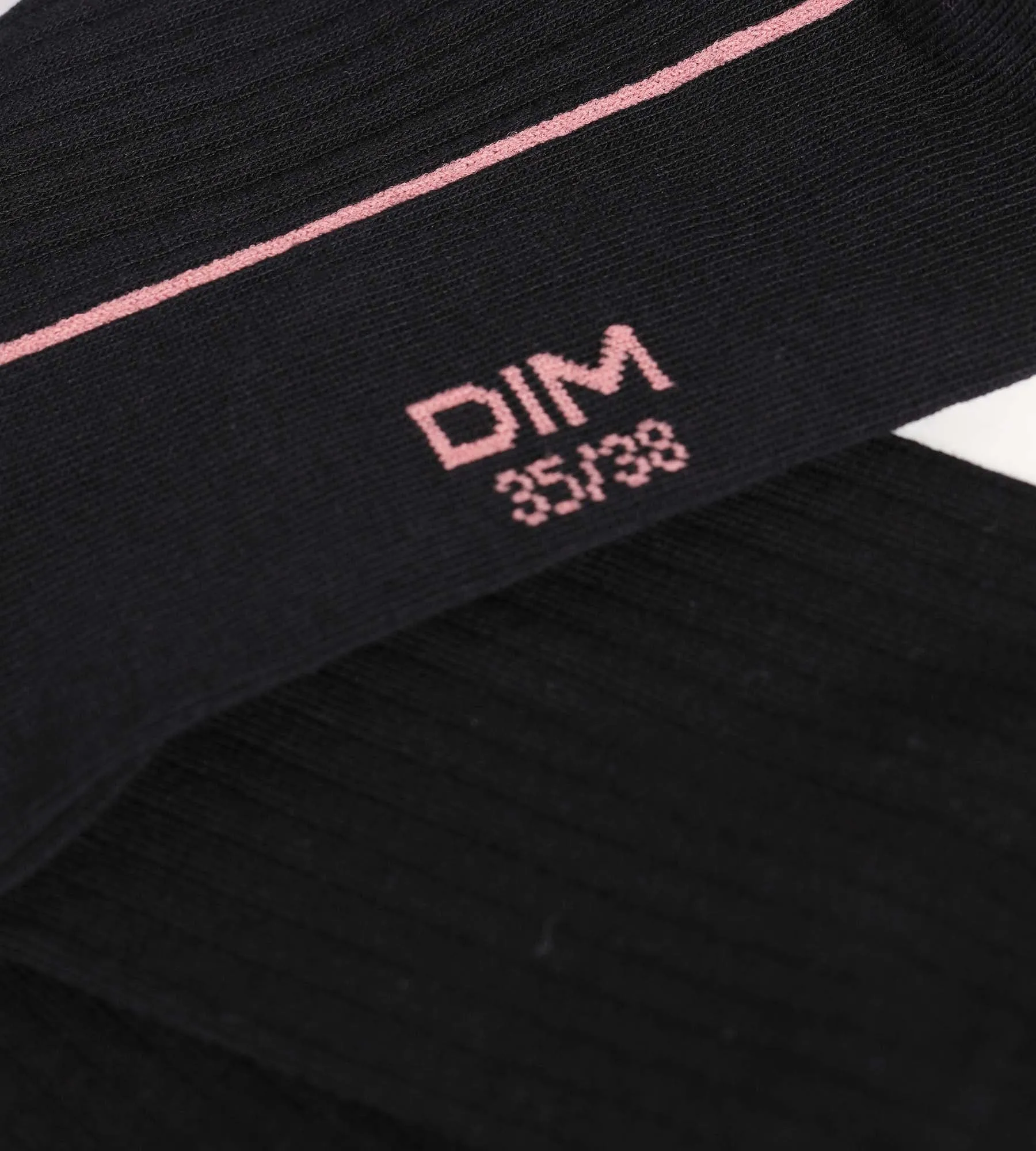 Women's ribbed cotton socks Black with coloured piping Dim Fashion