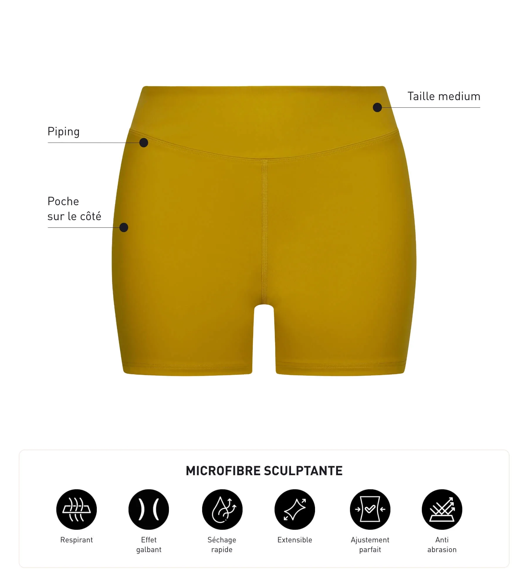 Women's sports shorts in olive green sculpting microfibre Dim Move