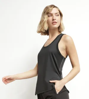 Women's sports tank top in black viscose Dim Move